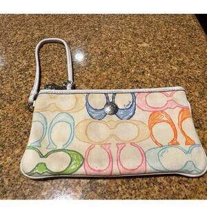 Coach Y2K Poppy Hampton signature C scribble logo canvas wristlet